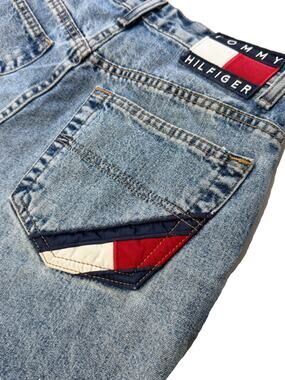 Vintage 90s Tommy Jeans High Waisted Denim Shorts Distressed Mom S